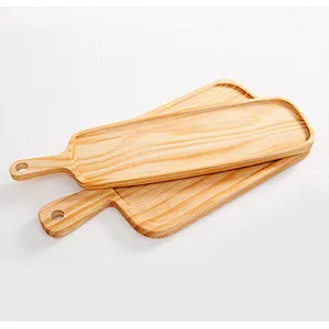 Union Source High quality wooden bamboo pizza cheese serving cutting board with handle