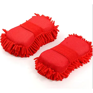Yiwu Agent Mesh Fabric Chenille Microfiber Exrta Soft Car Washing Cleaning Sponge