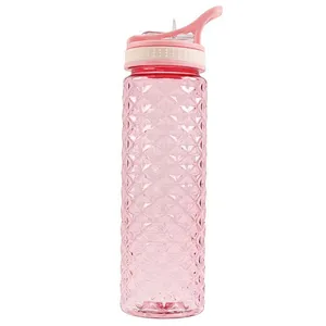 Eco friendly 700ml  large capacity  portable pink sport Plastic Water Bottle with straw