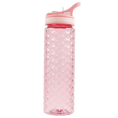 Eco friendly 700ml  large capacity  portable pink sport Plastic Water Bottle with straw