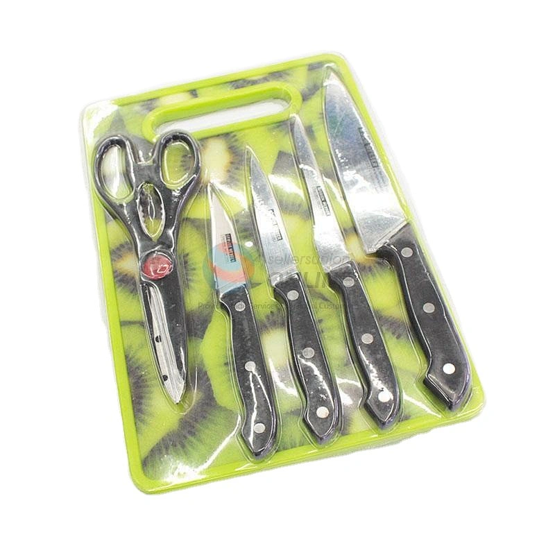 Chinese fabrication professional Stainless Steel steak knife kitchen set with Plastic cutting board