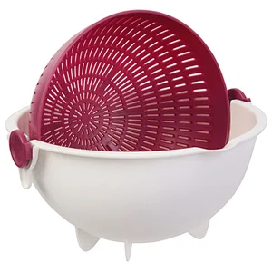 2 IN 1 Kitchen Food Salad Bowl Strainer Washing Bowl Fruit Colander Salad Bowl