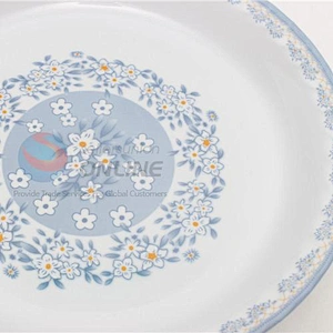 Manufacturer Direct Sale Blue And White Floral Printing Round Porcelain Plates Ceramic Serving Dishes