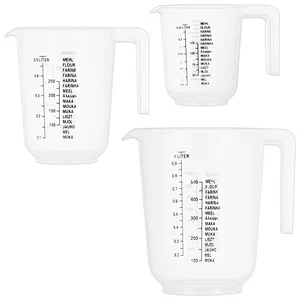 Union Source 3pcs Kitchen Tools 250ml/500ml/1000ml  plastic measuring cups set