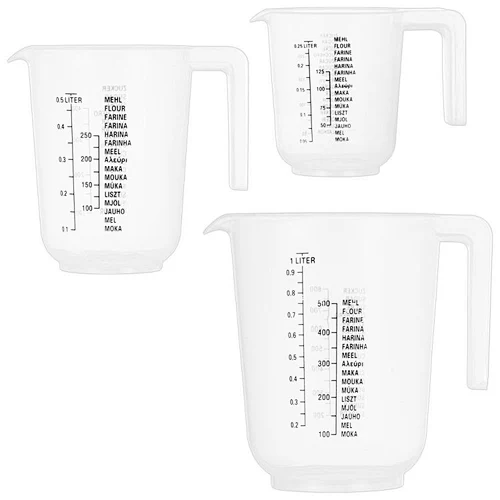 Union Source 3pcs Kitchen Tools 250ml/500ml/1000ml  plastic measuring cups set