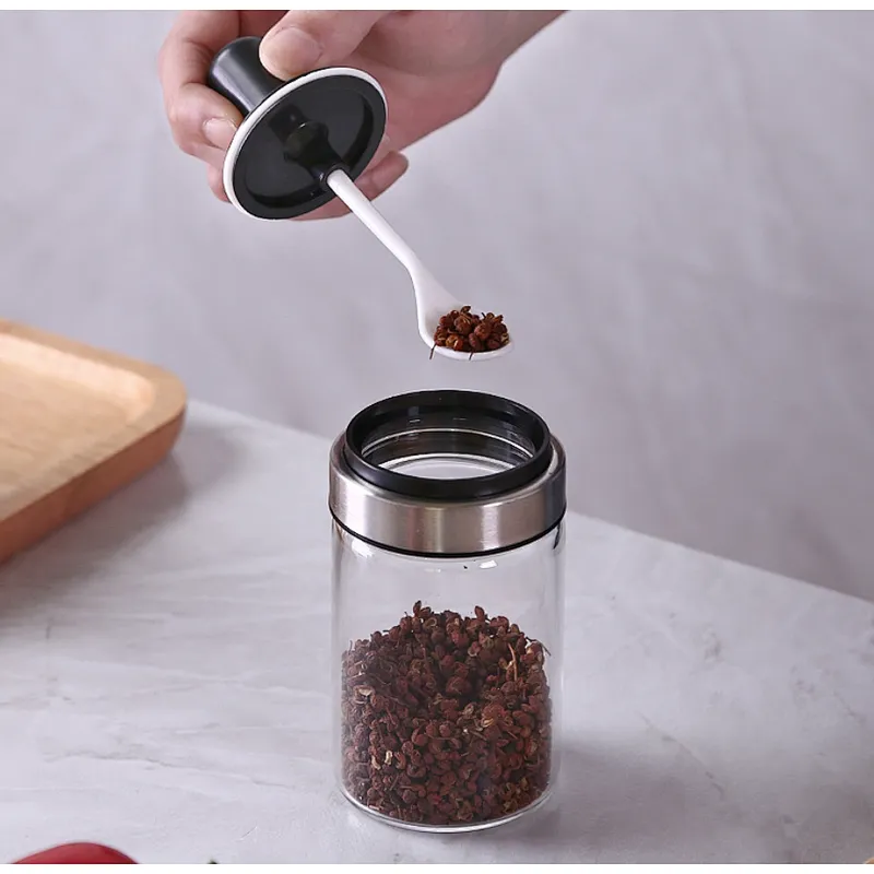 Union Source Kitchen Salt And Pepper Condiment Sets/Transparent Spice,Honey,Oil Bottle With Scoop