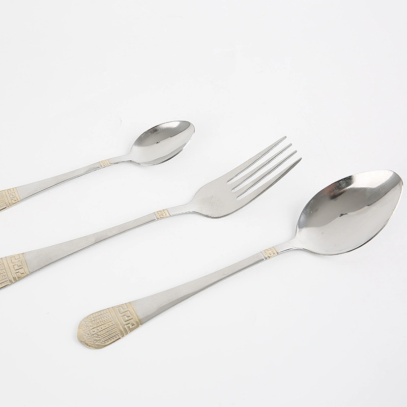 hot sale low cheap gold Print wedding tableware set stainless steel cutlery flatware set for Home Wedding