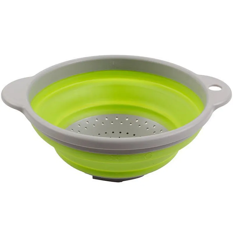 Union Source Cheap environmentally friendly food grade materials fruit vegetable drain basket kitchen foldable silicone strainer
