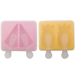 Pink Watermelon or yellow  pineapple Shaped PP Wholesale silicone ice pop lolly mold / ice cream popsicle molds