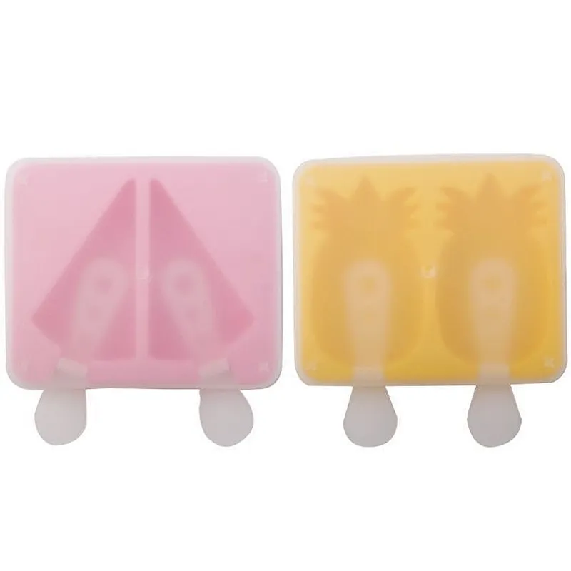 Pink Watermelon or yellow  pineapple Shaped PP Wholesale silicone ice pop lolly mold / ice cream popsicle molds