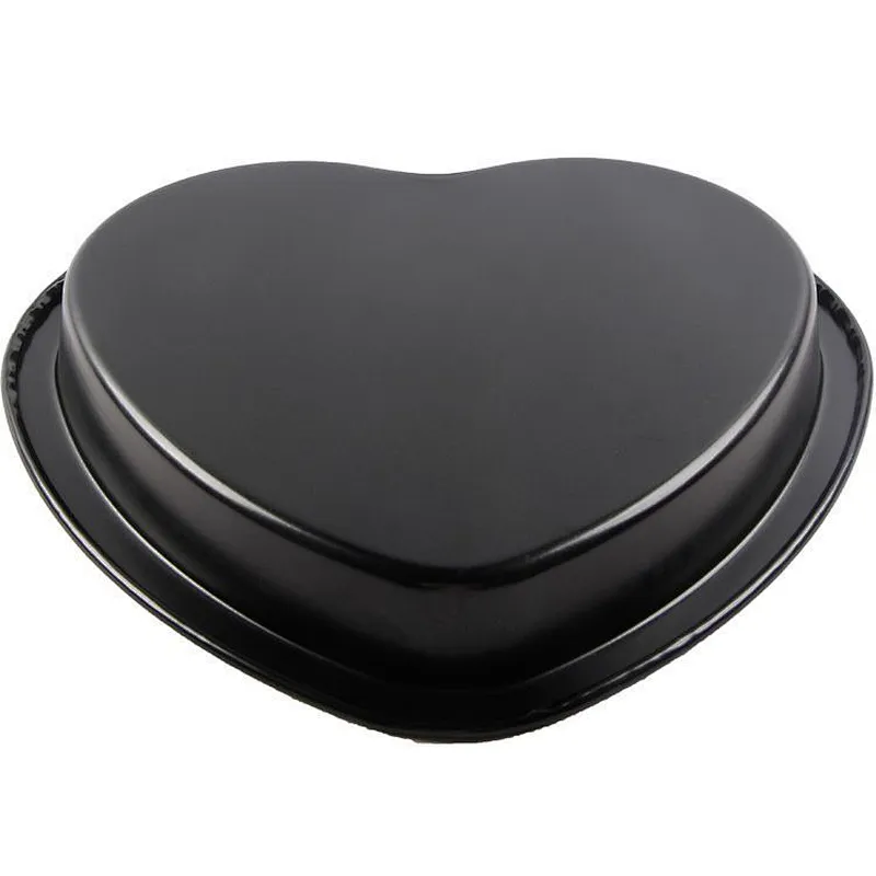 heart shape black cake baking molds  round dish pan carbon steel pie tray for kitchen