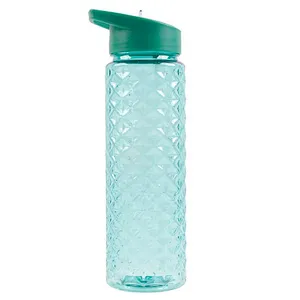 wholesale long service life portable green plastic sports water bottle with straw