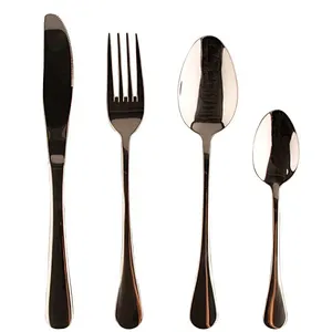 High quality European style reusable restaurant 24pcs stainless steel knife, fork and spoon set for lunch