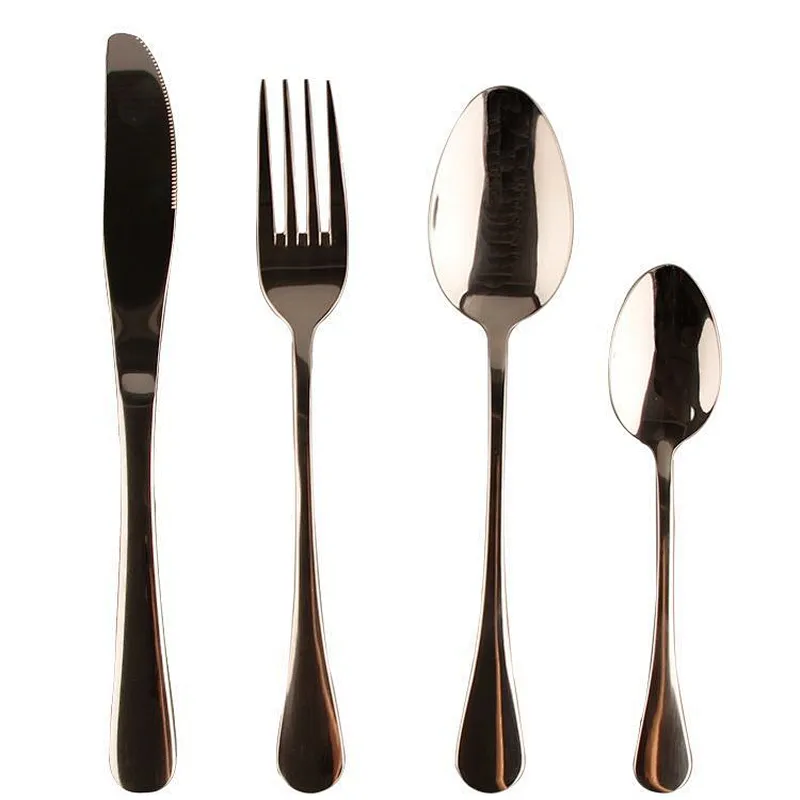 High quality European style reusable restaurant 24pcs stainless steel knife, fork and spoon set for lunch