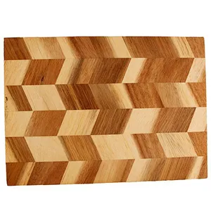 Long service life custom kitchen use geometric stitching bamboo cutting board with handle