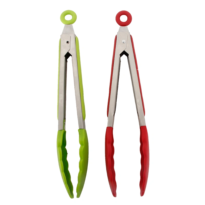 Union Source long handled salad tools multifunctional cooking kitchen food tongs with silicone tips