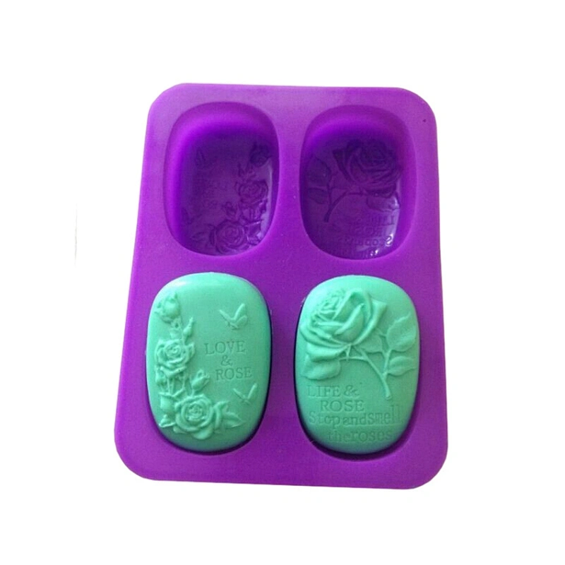 Decorative 4 Cavity Nonstick purple Round silicon soap mold