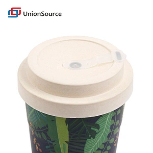travel reusable eco friendly bamboo fiber coffee cup with silicone lid