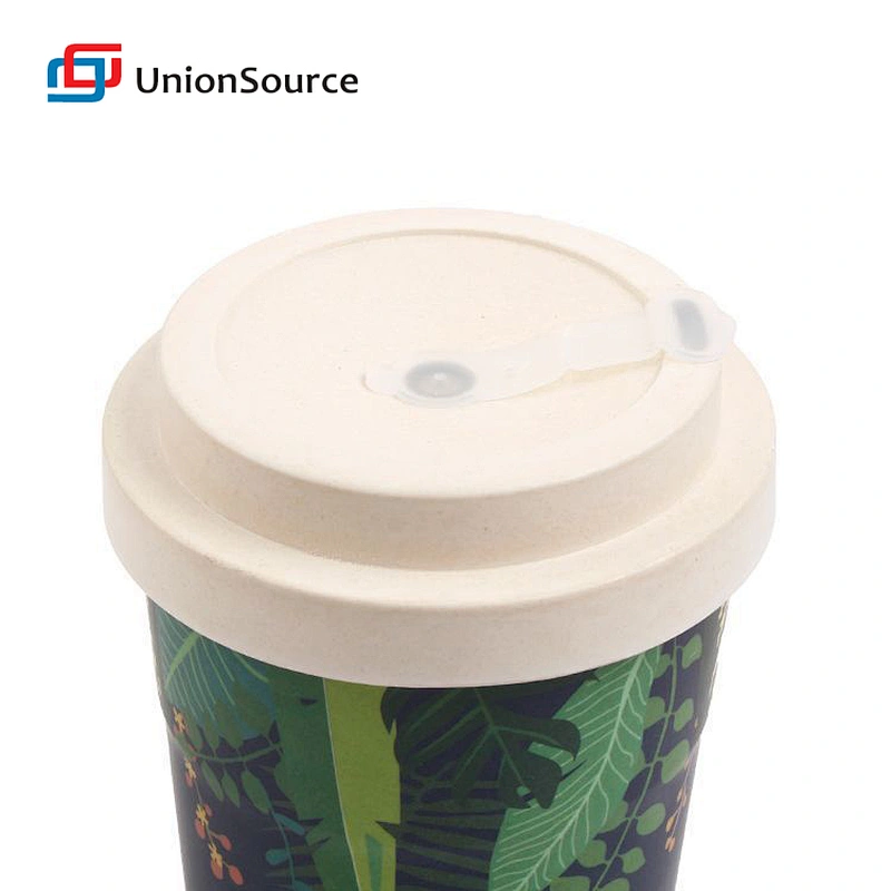 travel reusable eco friendly bamboo fiber coffee cup with silicone lid