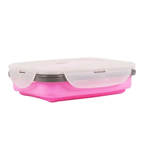 Hot selling Microwave Safe airtight leakproof foldable collapsible Silicone Lunch Box