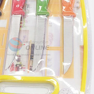 wholesale fashion low price colorful kitchen tools and gadgets fruit steak knives set with block