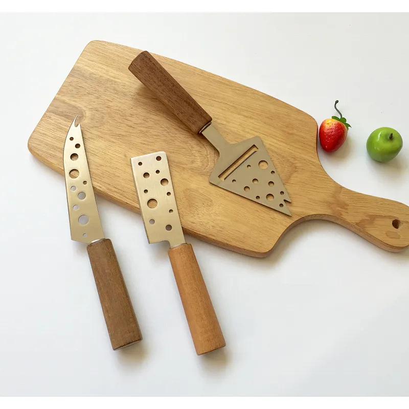 Custom multi functional kitchen walnut wood cheeze bread chopping serving cutting blocks board knife set