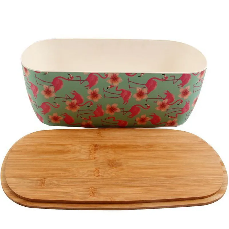 UnionSource Food Container Bamboo Lunch Box/Biodegradable Bamboo Fiber Lid Lunch Box