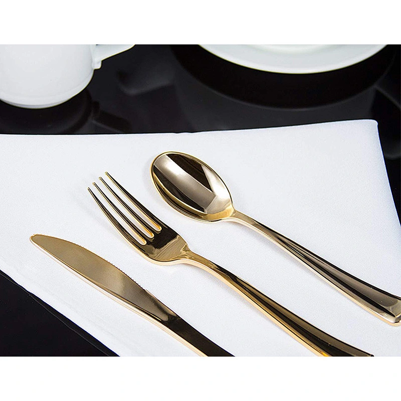 Sellers Union Cutlery gold and silver plated PS plastic disposable spoon knife and fork set