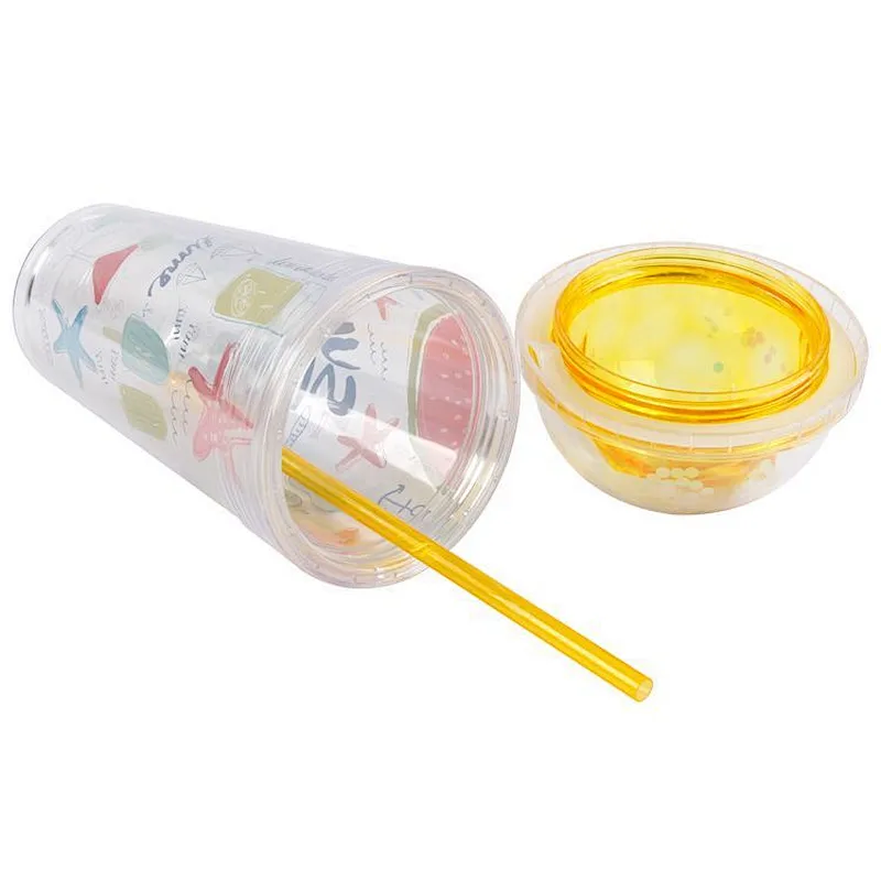 kids soft clear  cute plastic tumbler mini drinking water bottles with straw
