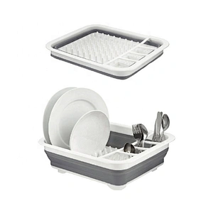 Kitchen collapsible plastic dish drainer rack with PP and TPR material
