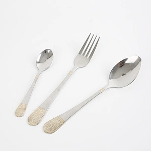 hot sale low cheap gold Print wedding tableware set stainless steel cutlery flatware set for Home Wedding