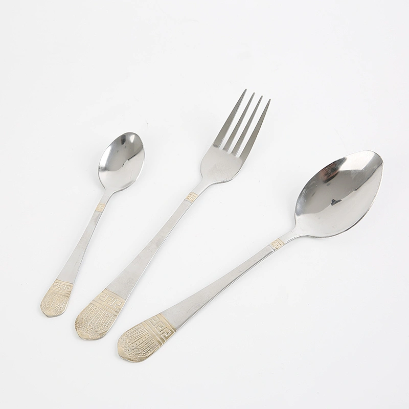 hot sale low cheap gold Print wedding tableware set stainless steel cutlery flatware set for Home Wedding