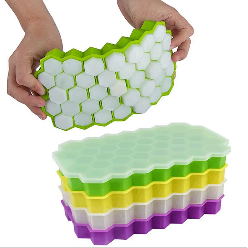 Union Source New Eco-Friendly  Reusable Food Grade DIY  Colorful Kitchen  Ice Cube Mold  With Lid