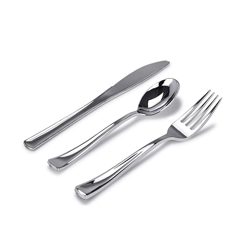 Sellers Union Cutlery gold and silver plated PS plastic disposable spoon knife and fork set