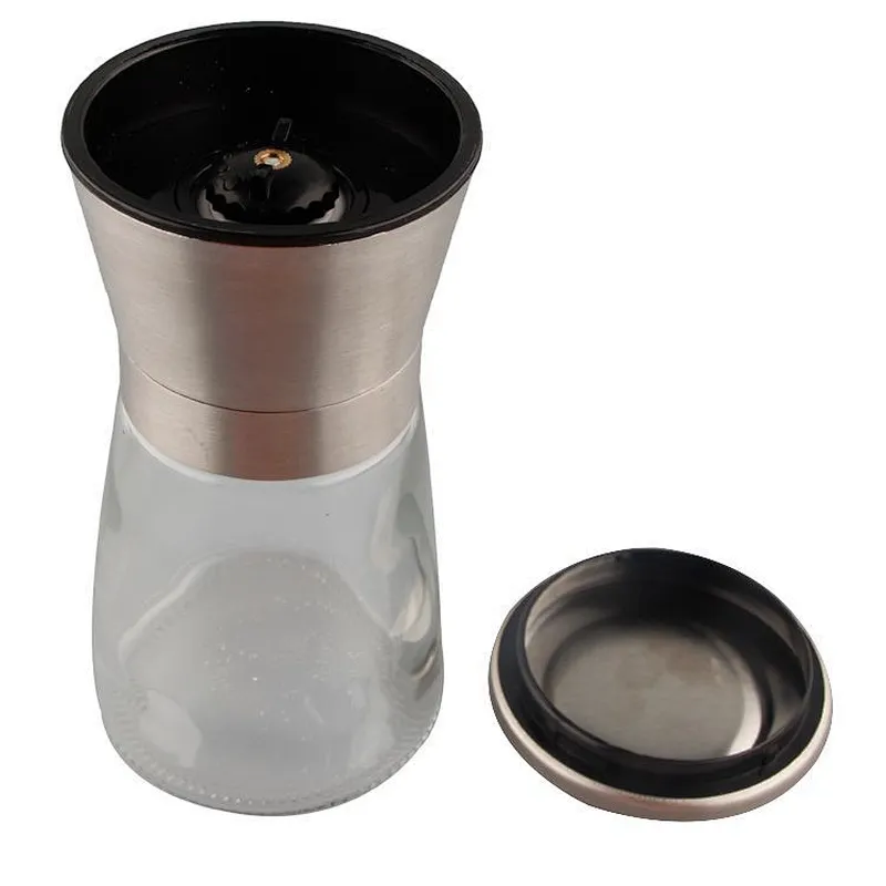 manuel metal pepper mill home spice grinders crusher jars salt and pepper grinder with lock lid