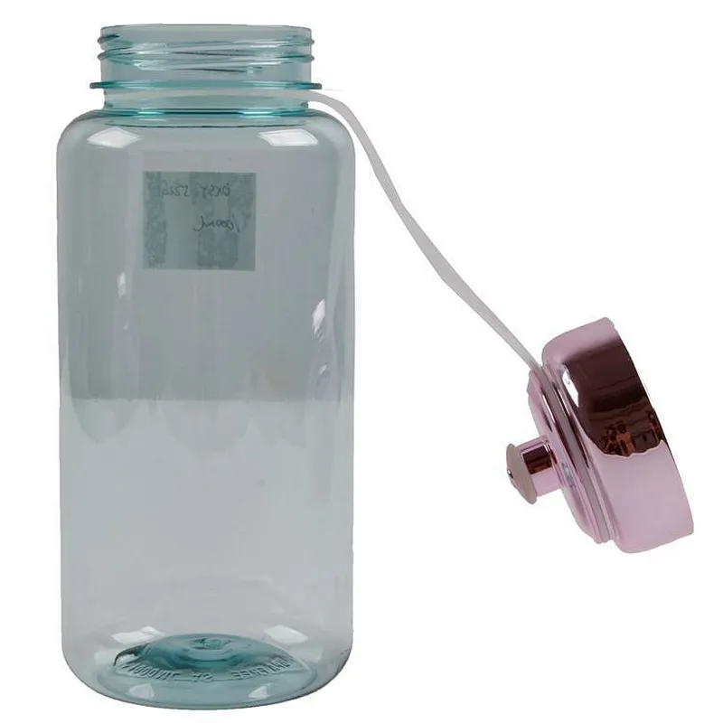 China Supplier 1000ml 1L Gym Single Wall Wide Mouth Plastic Drinking Sport Water Beverage Bottle With Strap For Promotion