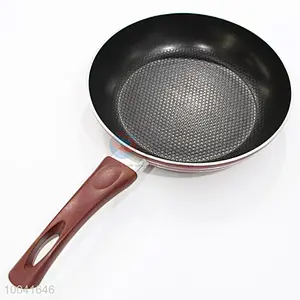 18Cm Popular Italianism Wine Red Coating Aluminum Wok Fry Cooking Pan With Alveolate Bottom