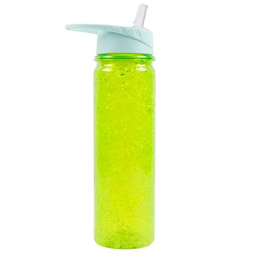 Sparkling Ice cooling Plastic Double Wall transparent Tritan Bpa Free Drinking Water Bottle with Flip lid