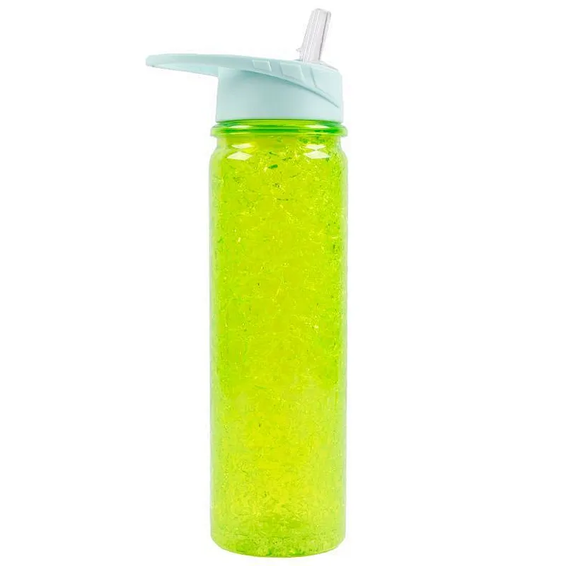 Sparkling Ice cooling Plastic Double Wall transparent Tritan Bpa Free Drinking Water Bottle with Flip lid