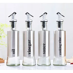 Union Source Transparent Glass Oil And Vinegar Bottle Set For Kitchen Cooking/Restaurant/Hotel