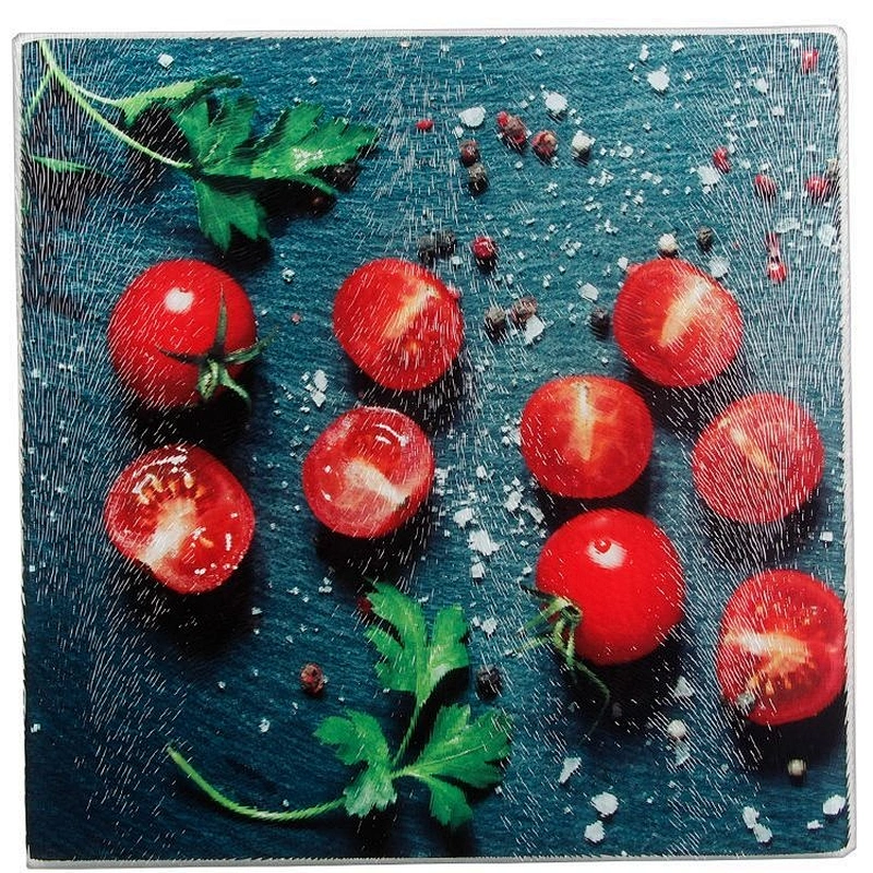 Union Source Kitchen square black marble printing tempered glass serving chopping board