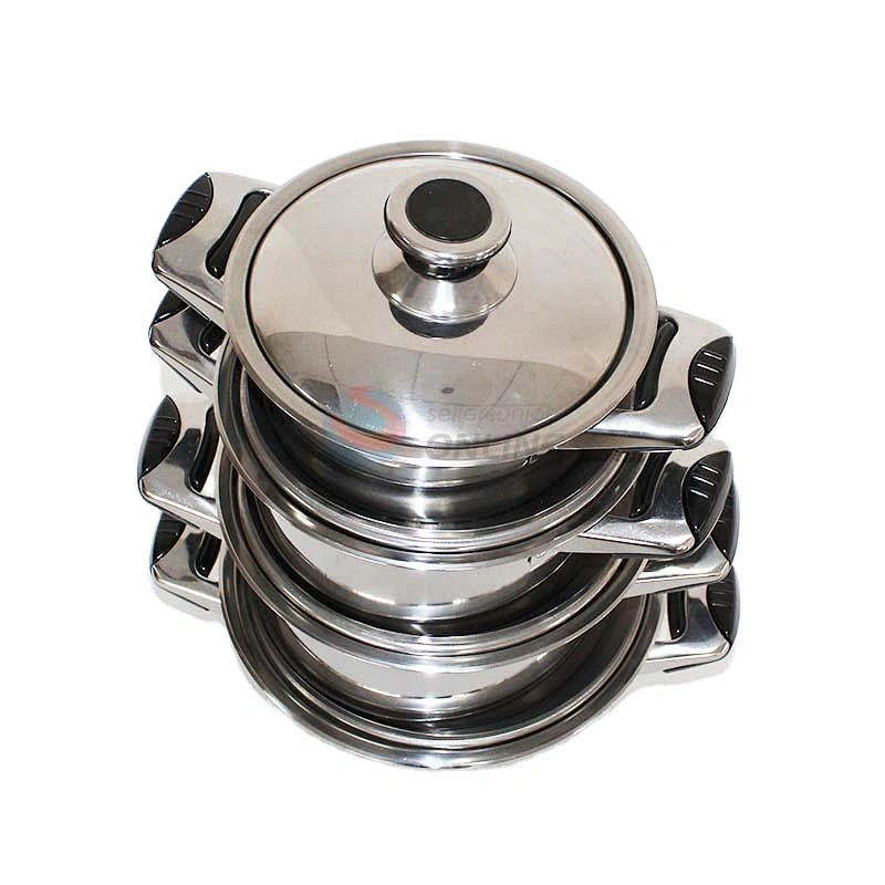 Hot Sale Wholesale 4Pcs Soup Cooking Pot Boiler Stainless Steel Casserole Set With Lid And Handle