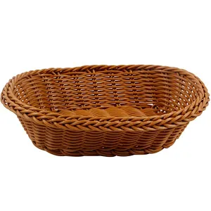 Wholesale eco-friendly PP  rattan material weaving storage basket round  for kitchen