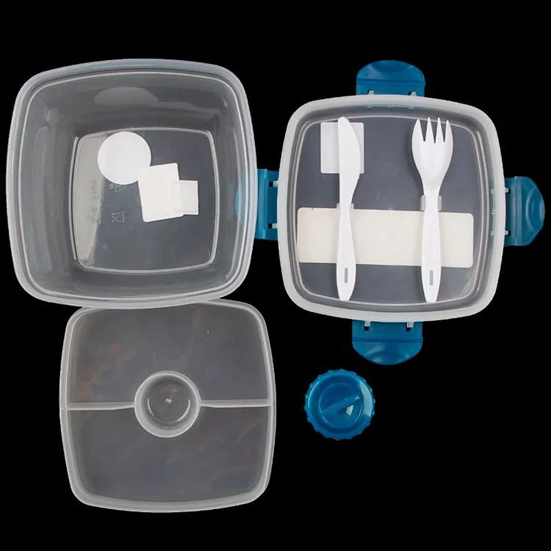 Union Source Wholesale stackable leakproof plastic 2 layer 4 compartment insulated lunch box for food storage