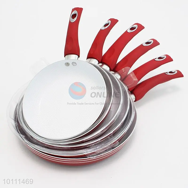 Household 6 Sizes Ceramic Non Stick Cooking Woks Frying Pan And Pot Set With Long Red Handle
