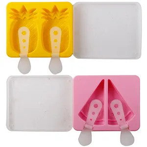 Pink Watermelon or yellow  pineapple Shaped PP Wholesale silicone ice pop lolly mold / ice cream popsicle molds