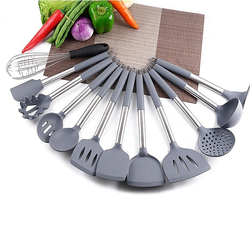 Sellers Union 12PCS Eco-Friendly Grey stainless steel kitchen utensil set