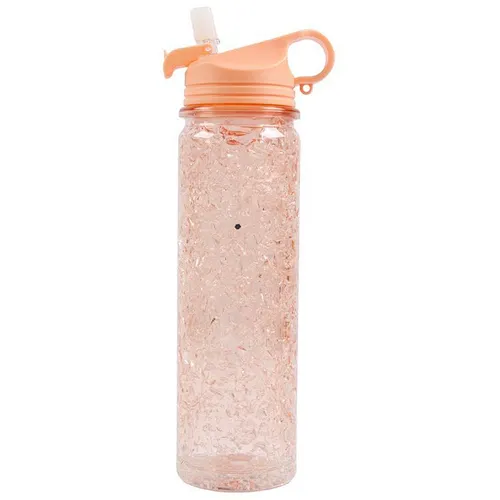 Factory price Dust-proof Double Wall Ice cooling Tritan outdoor Plastic Water Bottle with Folding handle Straw Spouted Cup