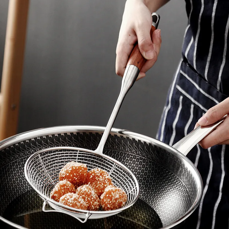 Union Source Stainless Steel Food Grade Mesh Strainer For Fried Chicken With Handle