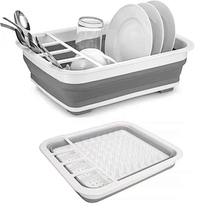 Union Source kitchen collapsible folding plastic over sink organizer  tableware dinnerware plate dish drying rack